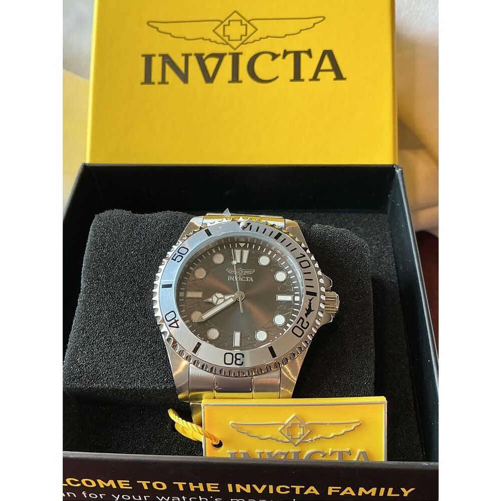Invicta Silver and Black Stainless Steel Dive Watch 50508